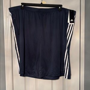 Adidas 3 white stripes navy blue athletic  shorts NWT